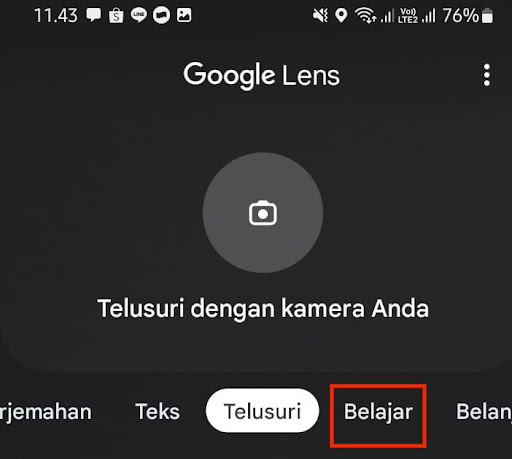 Buka Aplikasi Google Lens dan arahkan pada fitur “Belajar”.